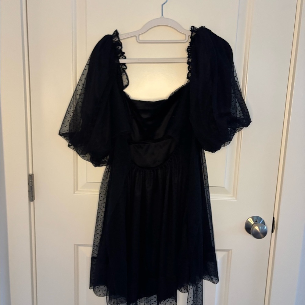 Windsor Black Polka Dot Sheer Dress - Picture 8 of 12